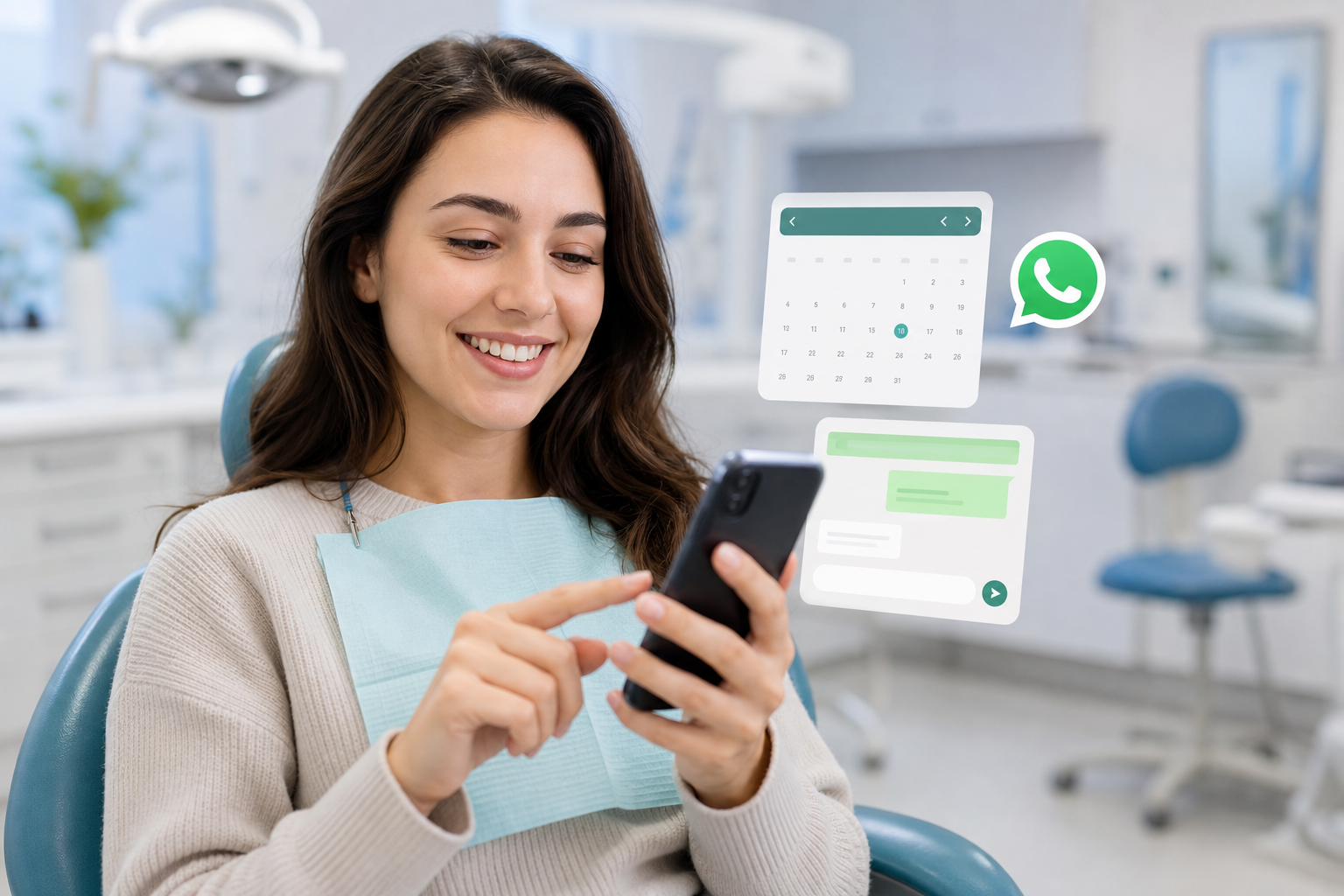 Paciente agendando consulta odontológica pelo celular
