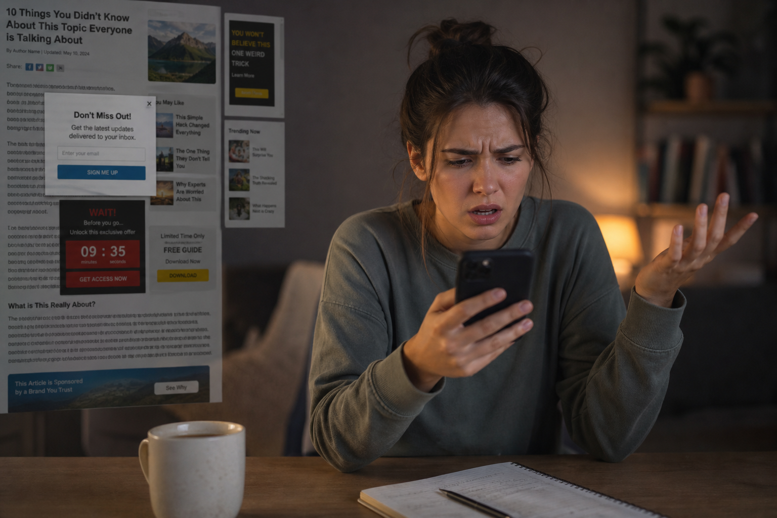 Usuário abandonando site por UX ruim e lentidão